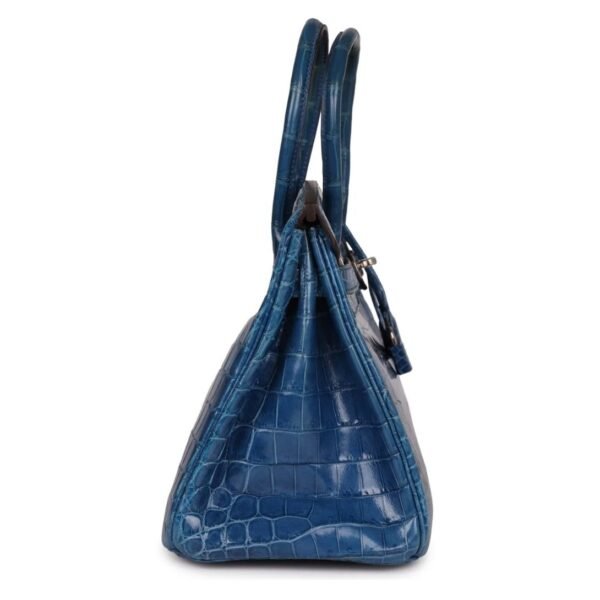 PRE-OWNED HERMÈS BIRKIN 30 MYKONOS SHINY NILOTICUS CROCODILE PALLADIUM HARDWARE - Image 3