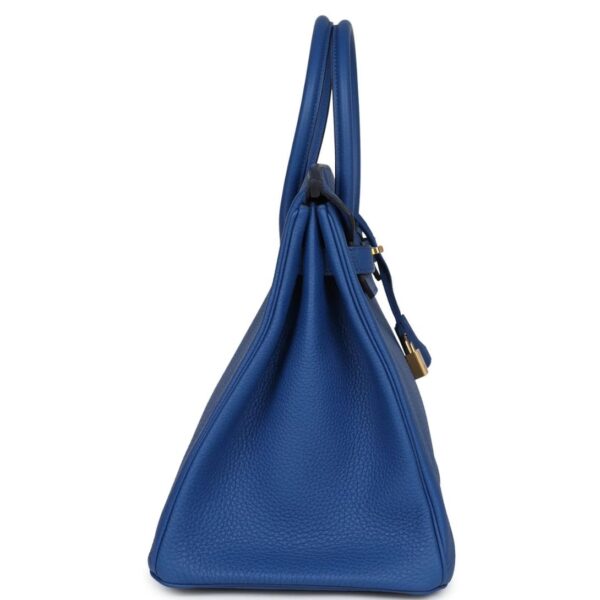 PRE-OWNED HERMÈS BIRKIN 35 BLEU ROYAL TOGO GOLD HARDWARE - Image 4