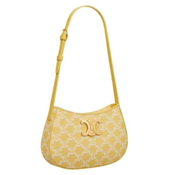 CELINE MEDIUM TILLY BAG IN TRIOMPHE CANVAS AND CALFSKIN BRIGHT YELLOW - Image 3