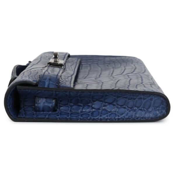 HERMÈS KELLY CUT BLEU DE MALTE MATTE POROSUS CROCODILE PALLADIUM HARDWARE - Image 4