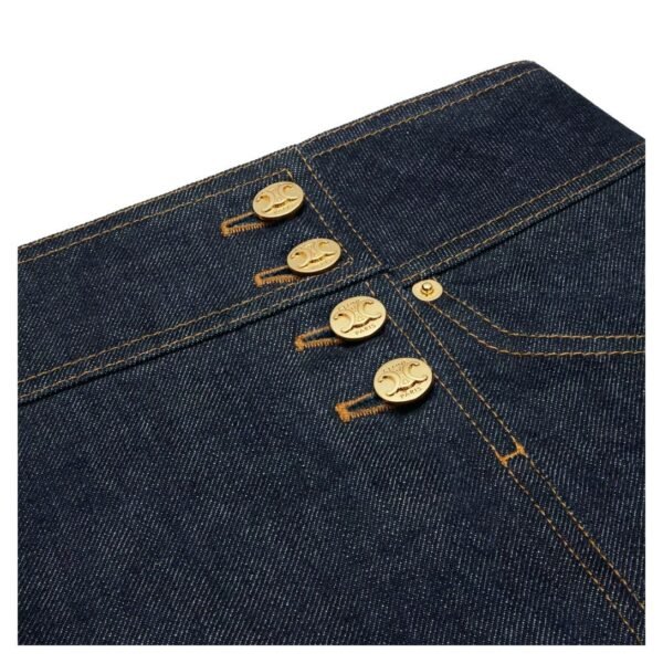CELINE TRAPEZE MINI SKIRT IN RINSED WASH DENIM - Image 3
