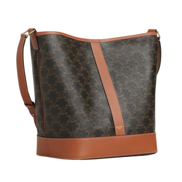 CELINE MEDIUM BUCKET IN TRIOMPHE CANVAS AND CALFSKIN - Image 3
