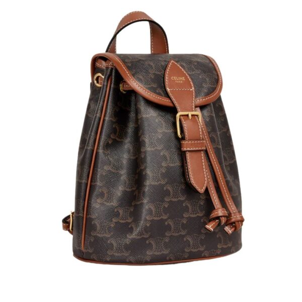 CELINE MINI BACKPACK FOLCO IN TRIOMPHE CANVAS AND CALFSKIN - Image 3
