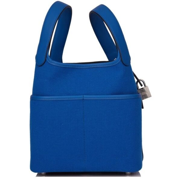 HERMÈS PICOTIN CARGO 18 BLEU FRANCE SWIFT AND TOILE CANVAS PALLADIUM HARDWARE - Image 4