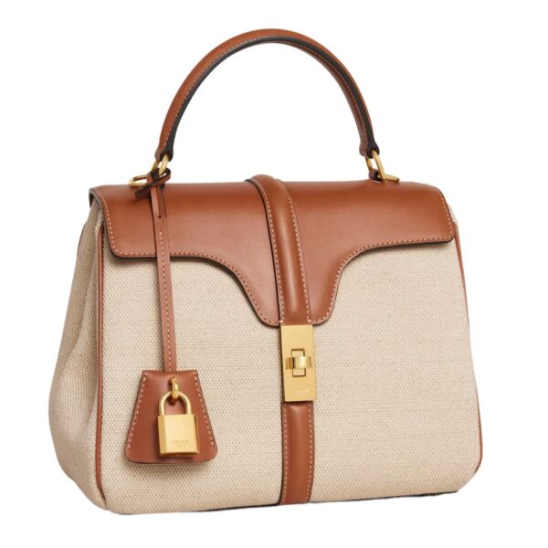 CELINE SMALL 16 BAG IN TEXTILE AND NATURAL CALFSKIN - Image 3