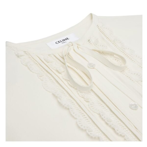 CELINE FRILLED ROMY SHIRT IN SILK CREPE AND ACETATE - Image 3