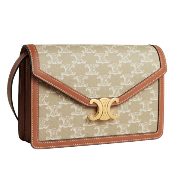 CELINE ENVELOPPE BAG IN TRIOMPHE CANVAS AND CALFSKIN - Image 3