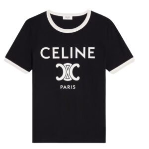 CELINE PARIS T SHIRT IN COTTON JERSEY OFF WHITE