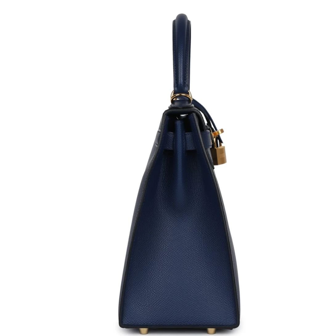 HERMÈS KELLY SELLIER 28 BLEU NAVY EPSOM GOLD HARDWARE - Image 3