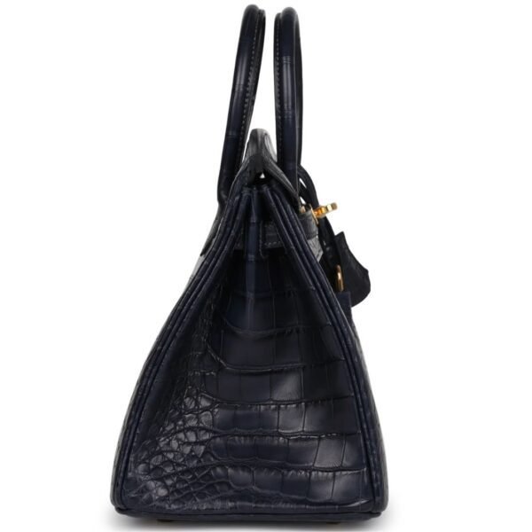 HERMÈS BIRKIN 25 BLEU INDIGO MATTE ALLIGATOR GOLD HARDWARE - Image 3