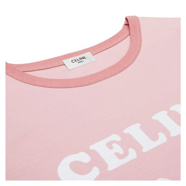 CELINE PARIS 70S T SHIRT IN COTTON JERSEY LIGHT ROSE - Image 3