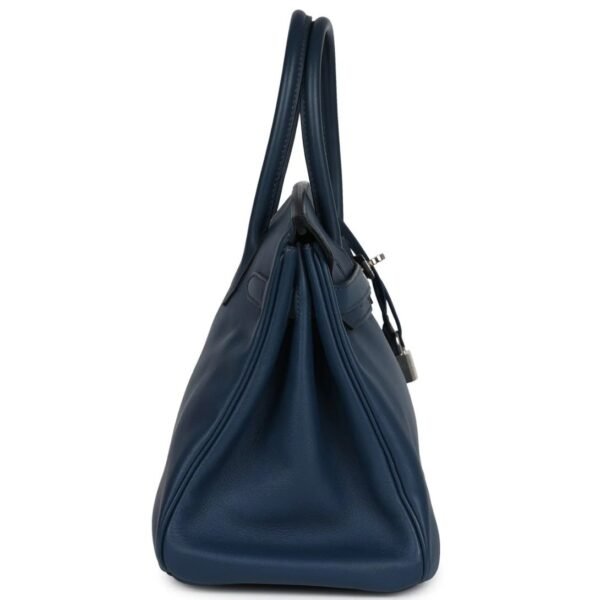 PRE-OWNED HERMÈS BIRKIN 30 DEEP BLEU SWIFT PALLADIUM HARDWARE - Image 3