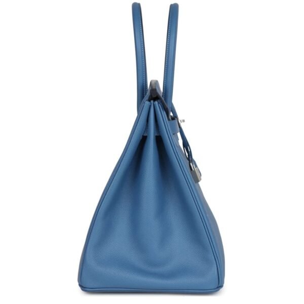 PRE-OWNED HERMÈS BIRKIN 35 BLEU AZUR EPSOM PALLADIUM HARDWARE - Image 4