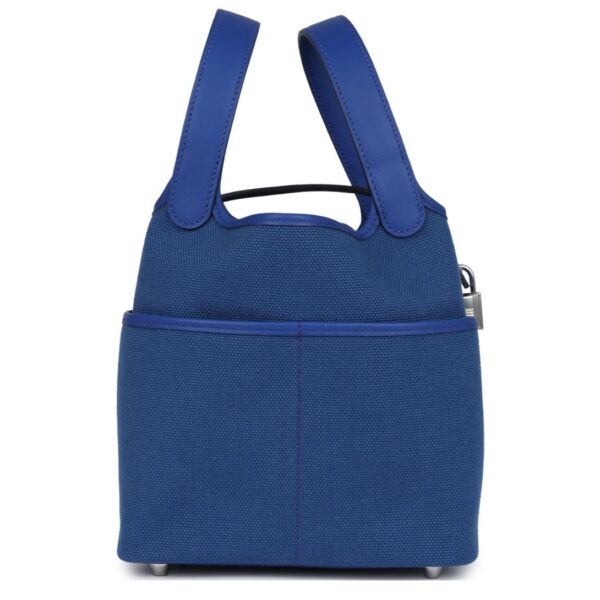 HERMÈS PICOTIN CARGO 18 BLEU ROYAL SWIFT AND TOILE CANVAS PALLADIUM HARDWARE - Image 4