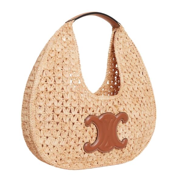 CELINE CLASSIC PANIER HOBO BAG IN RAFFIA AND CALFSKIN - Image 3