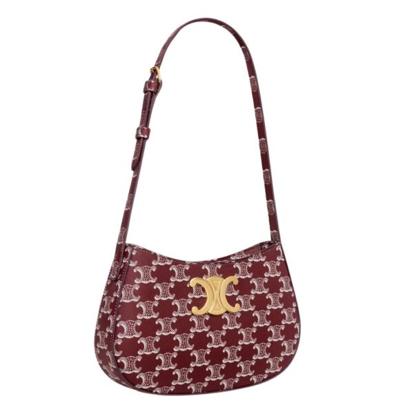 CELINE MEDIUM TILLY BAG IN TRIOMPHE CANVAS TWO TONE LIGHT BURGUNDY - Image 3