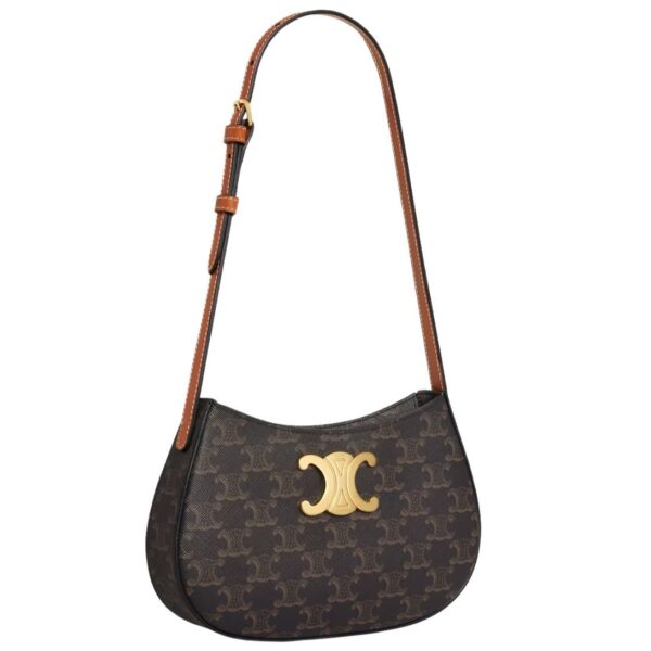 CELINE MEDIUM TILLY BAG IN TRIOMPHE CANVAS AND CALFSKIN TAN - Image 3