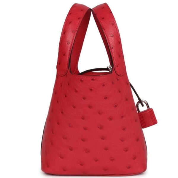 HERMÈS MICRO PICOTIN LOCK 14 BOUGAINVILLEA OSTRICH PALLADIUM HARDWARE - Image 4