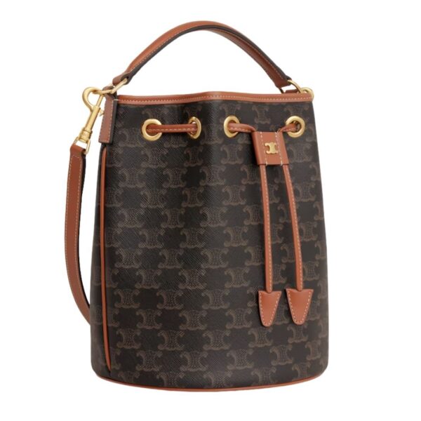 CELINE CLARA BAG IN TRIOMPHE CANVAS AND CALFSKIN TAN - Image 3