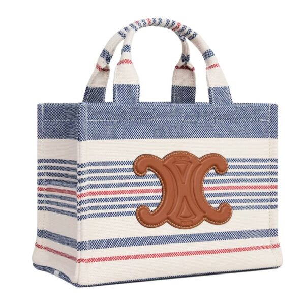 CELINE SMALL CABAS THAIS IN STRIPED TEXTILE AND CALFSKIN - Image 3