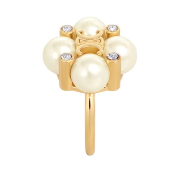 CELINE LES PERLES RING IN STRASS RESIN PEARLS AND BRASS WITH GOLD FINISH - Image 3