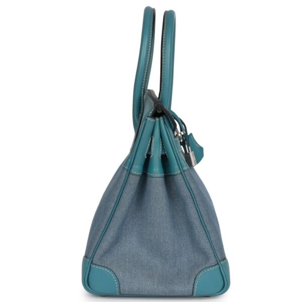 VINTAGE HERMÈS BIRKIN 30 DENIM AND BLUE JEAN GULLIVER PALLADIUM HARDWARE - Image 4
