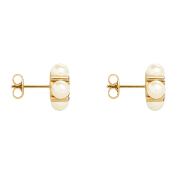 CELINE LES PERLES STUDS IN STRASS RESIN PEARLS AND BRASS WITH GOLD FINISH - Image 3