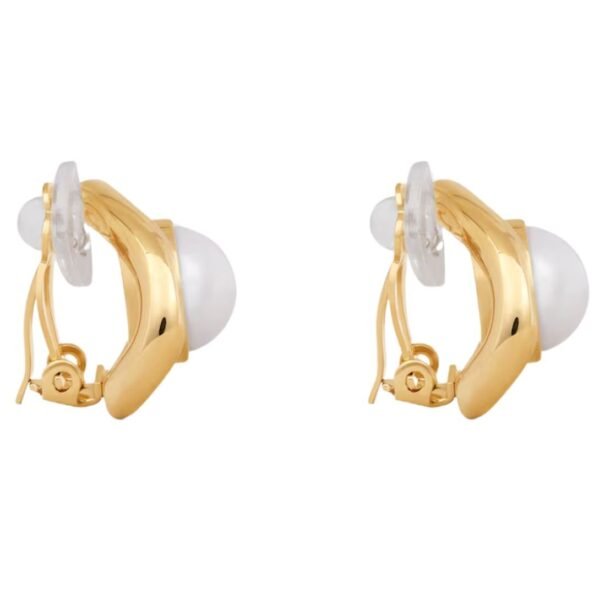 LES PERLES CELINE MAILLON EARRINGS IN BRASS WITH GOLD FINISH AND RESIN PEARLS - Image 3