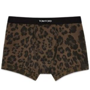 TOM FORD LEOPARD COTTON BOXER BRIEFS LIGHT BROWN
