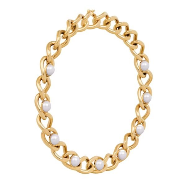 LES PERLES CELINE MAILLON NECKLACE IN BRASS WITH GOLD FINISH AND RESIN PEARLS - Image 3
