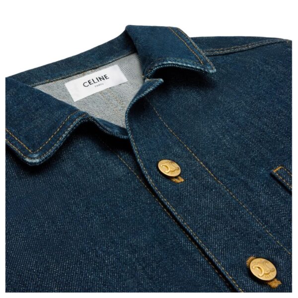 CELINE WORKWEAR MINI DRESS IN RINSED WASH DENIM - Image 3