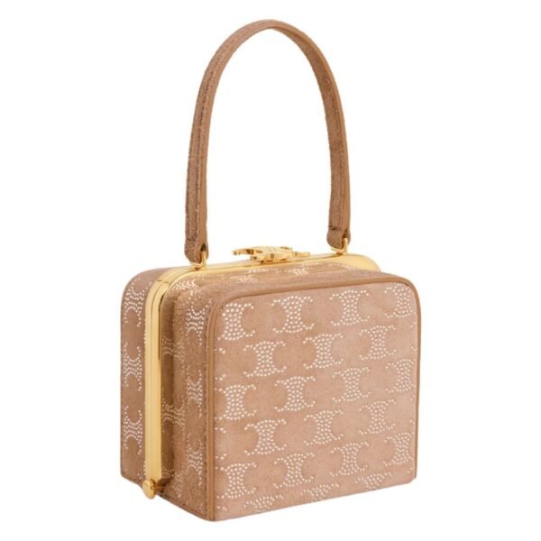 CELINE LANA MINAUDIERE IN SUEDE CALFSKIN WITH TRIOMPHE STRASS LIGHT CAMEL - Image 3