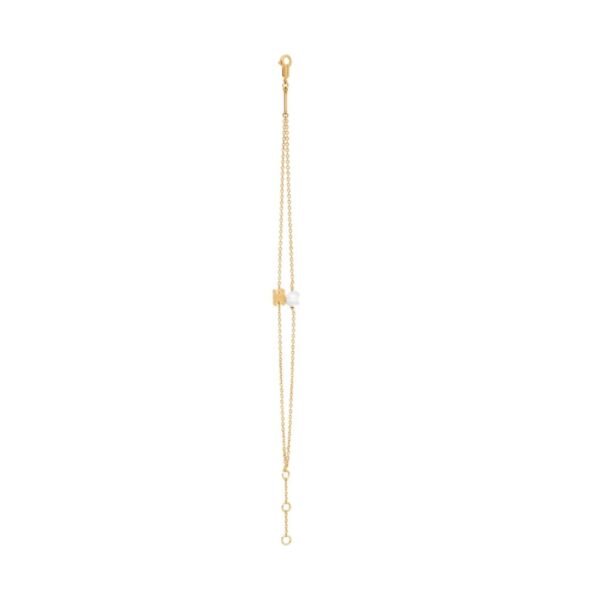 LES PERLES CELINE BRACELET IN RESIN PEARL AND BRASS WITH GOLD FINISH - Image 3