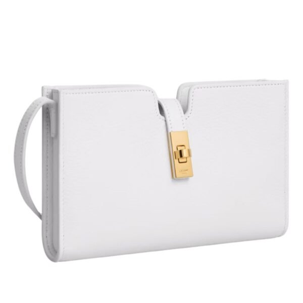 CELINE 16 STRAP POCHETTE IN SUPPLE GRAINED CALFSKIN WHITE - Image 4