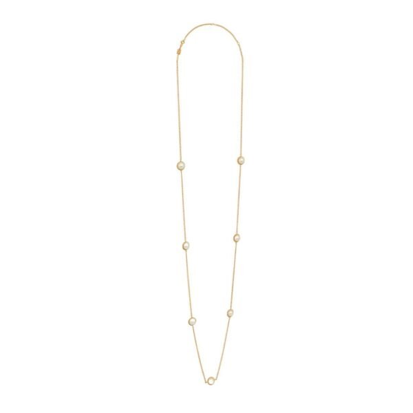 LES PERLES CELINE SAUTOIR IN RESIN PEARLS AND BRASS WITH GOLD FINISH - Image 3