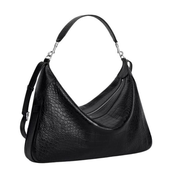 CELINE LARGE STRAP ROMY IN CROCODILE EMBOSSED DEERSKIN BLACK - Image 3