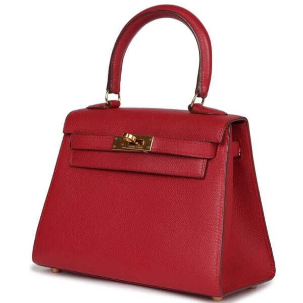 VINTAGE HERMÈS KELLY SELLIER 20 ROUGE VIF COURCHEVEL GOLD HARDWARE - Image 3