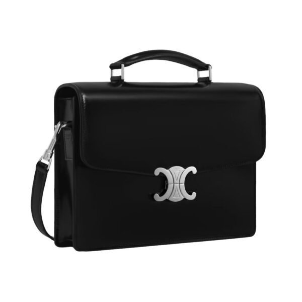 CELINE SMALL CARTABLE TRIOMPHE IN SHINY CALFSKIN BLACK - Image 3