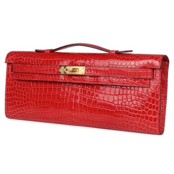 HERMÈS KELLY CUT BOUGAINVILLEA SHINY POROSUS CROCODILE GOLD HARDWARE - Image 3