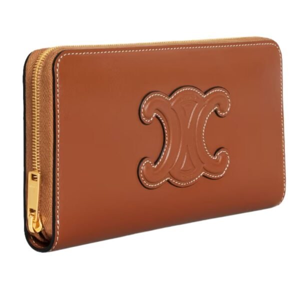 CELINE LARGE ZIPPED WALLET CUIR TRIOMPHE IN SMOOTH CALFSKIN TAN - Image 3