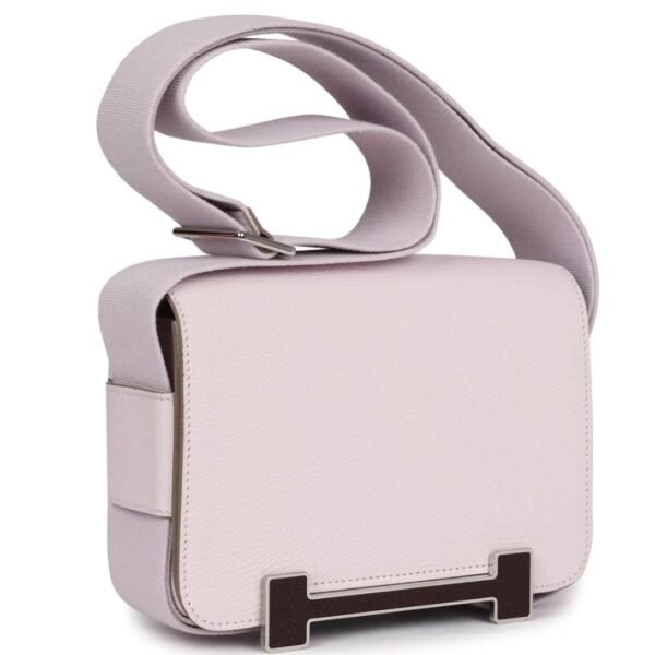 HERMÈS GETA MAUVE PALE AND ROUGE SELLIER CHEVRE PALLADIUM HARDWARE - Image 3