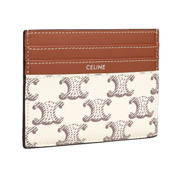 CELINE LARGE CARD HOLDER IN TRIOMPHE CANVAS AND CALFSKIN TAN - Image 3