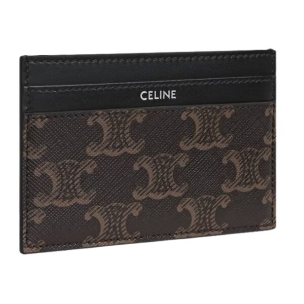CELINE MEDIUM CARD HOLDER IN TRIOMPHE CANVAS AND CALFSKIN BLACK - Image 3
