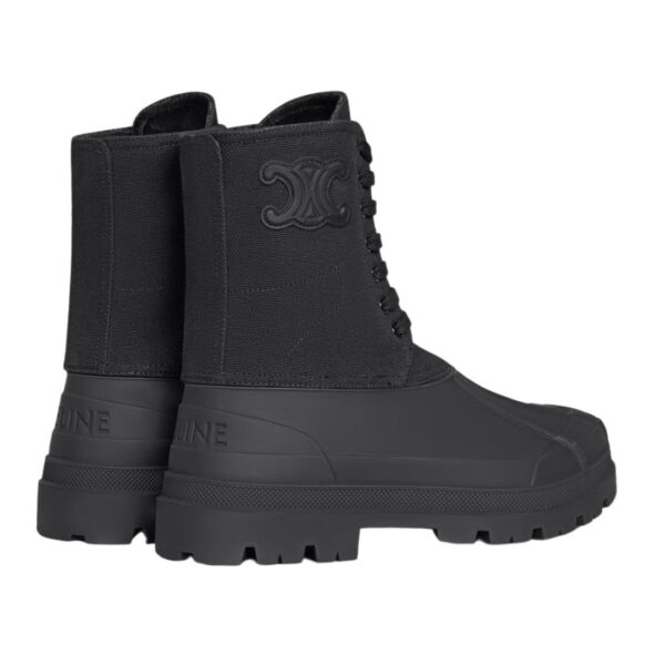 CELINE RILEY LACE UP BOOT IN CANVAS BLACK - Image 4