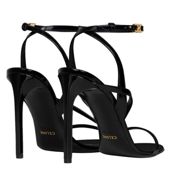 CELINE AVA TRIOMPHE STILETTO SANDAL IN PATENT CALFSKIN BLACK - Image 4