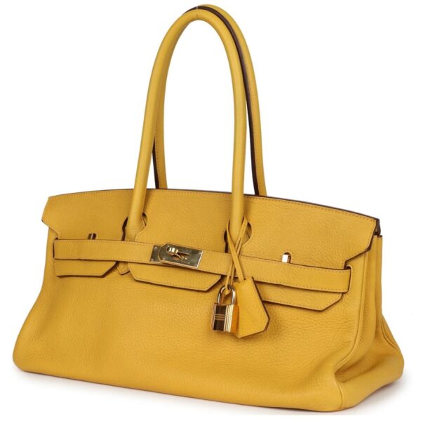 PRE-OWNED HERMÈS SHOULDER BIRKIN 42 JPG SOLEIL CLEMENCE GOLD HARDWARE - Image 3