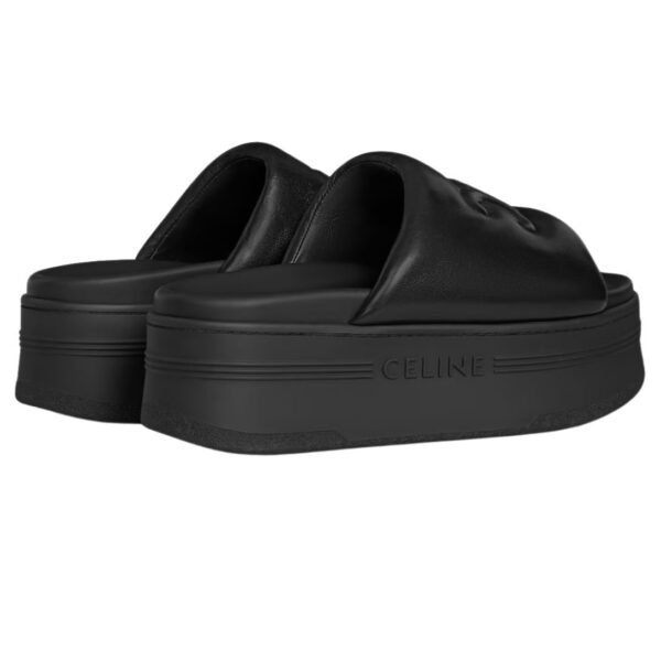 CELINE BLOCK SLIDE WITH TRIOMPHE IN LAMBSKIN BLACK - Image 3