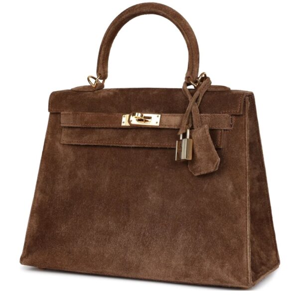 VINTAGE HERMÈS KELLY 25 BROWN DOBLIS GOLD HARDWARE - Image 3