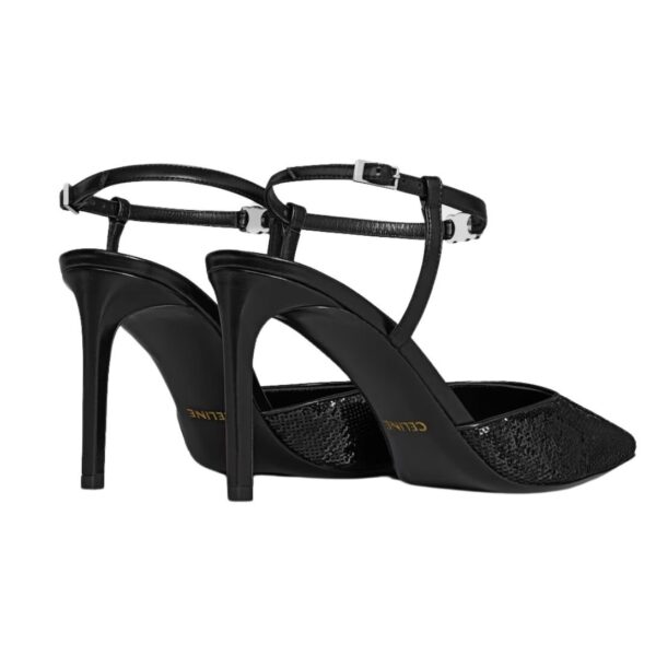 CELINE KITTEN TRIOMPHE STRAP PUMP IN SEQUINS AND CALFSKIN - Image 3