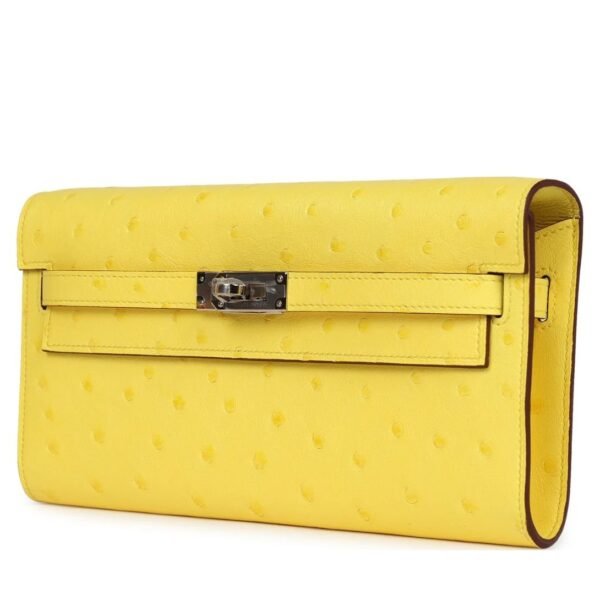 HERMÈS KELLY TO GO WALLET JAUNE CITRON OSTRICH PALLADIUM HARDWARE - Image 3